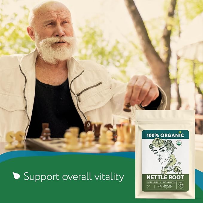 Organic Stinging Nettle Root Tea for Men's Health (4oz.) - Supports Prostate Health, Hormonal Balance & Energy - Make Herbal Infusions, Extract, Tinctures, Oils - Té de Raíz de Ortiga
