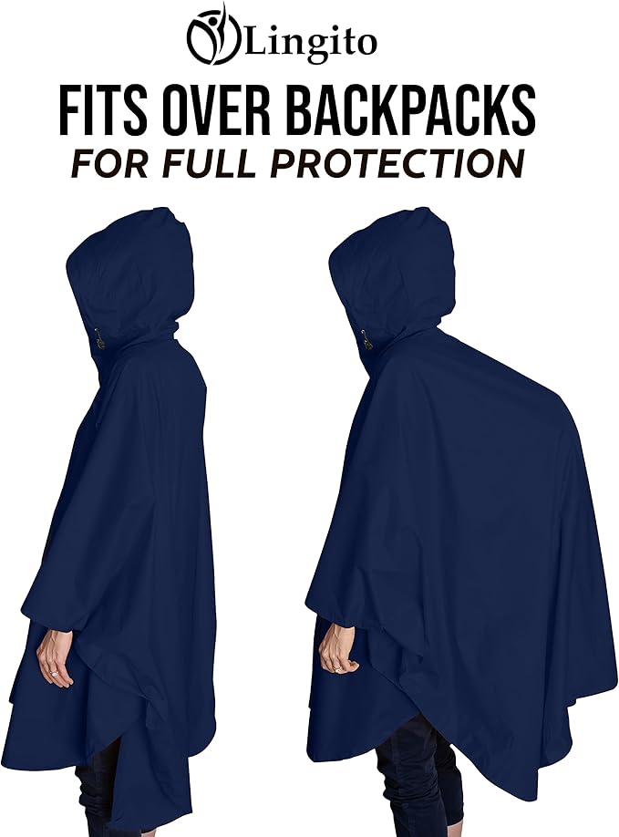 Heavy Duty Rain Poncho for Backpacking, Waterproof Lightweight for Adults, Military, Emergency, Camping, Men, Women