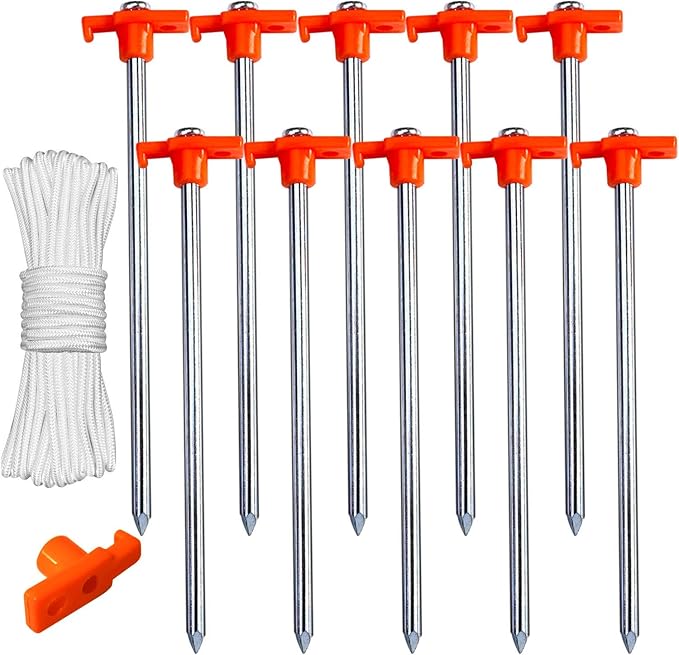 ABCCANOPY Tent Stakes 16" Camping Tent Stakes, 10pc-Pack (Orange)