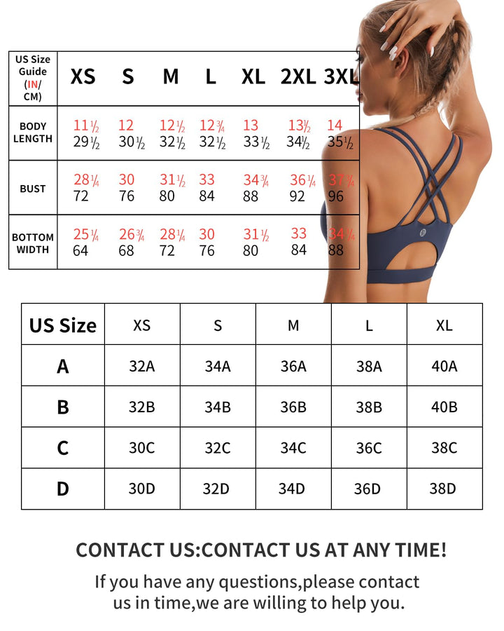 Sports Bras for Women,Padded Blue Sports Bra Tank Top Sexy Crisscross Back High Impact Longline Workout Yoga Bra(WX2354Navy Blue,XS)