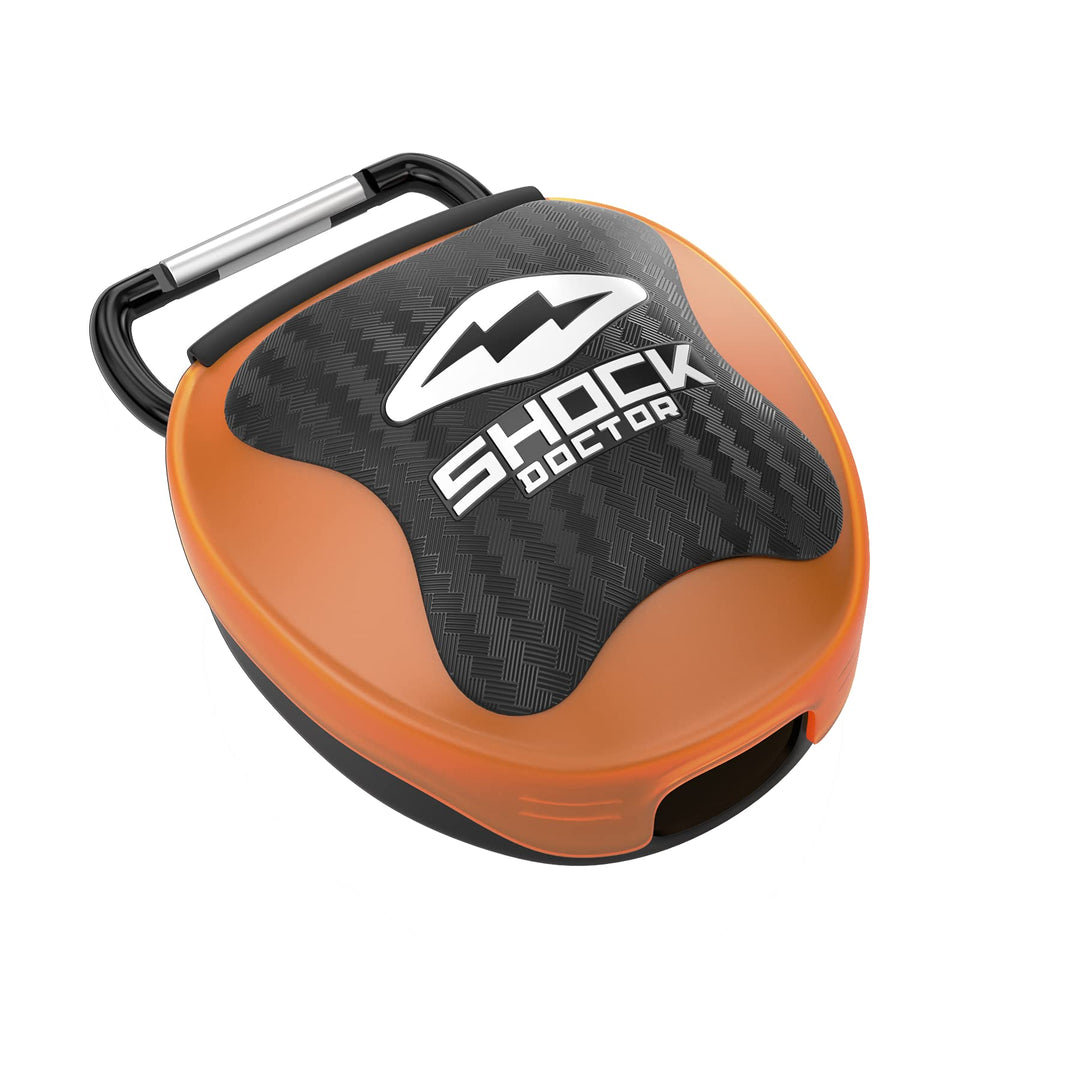 Shock Doctor Ventilated Mouth Guard Case, Universal Storage for Adult & Youth Sizes, Orange