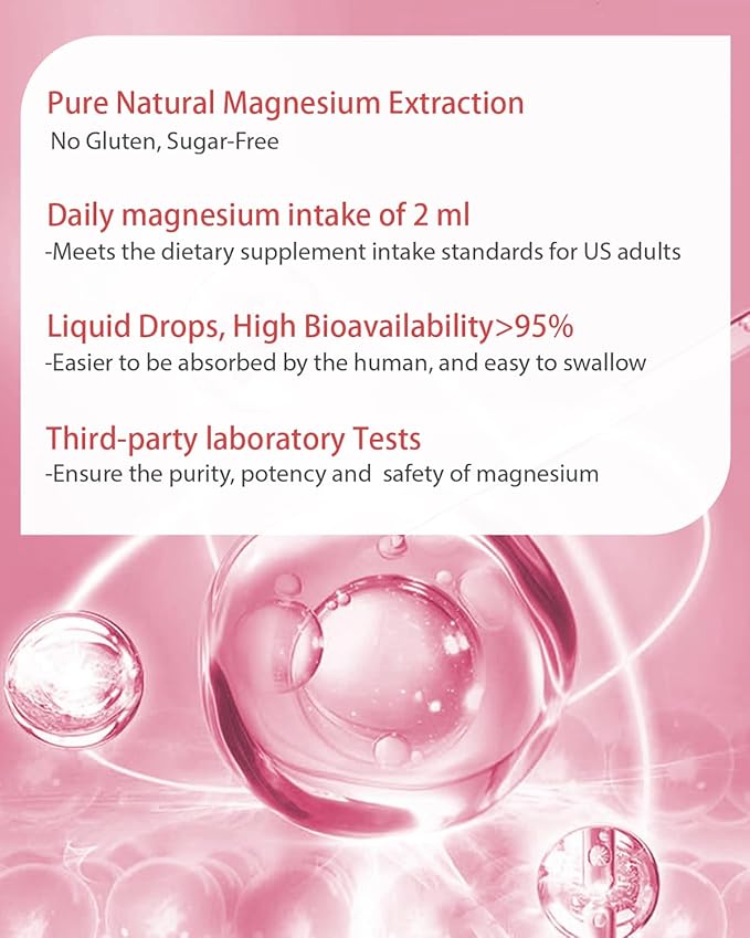 400mg Magnesium Drops, Magnesium Glycinate Vitamin Blend for Kids, High Absorption - for The Whole Family Overall Wellness, Non-GMO & Gluten Free (60ML/Raspberry)