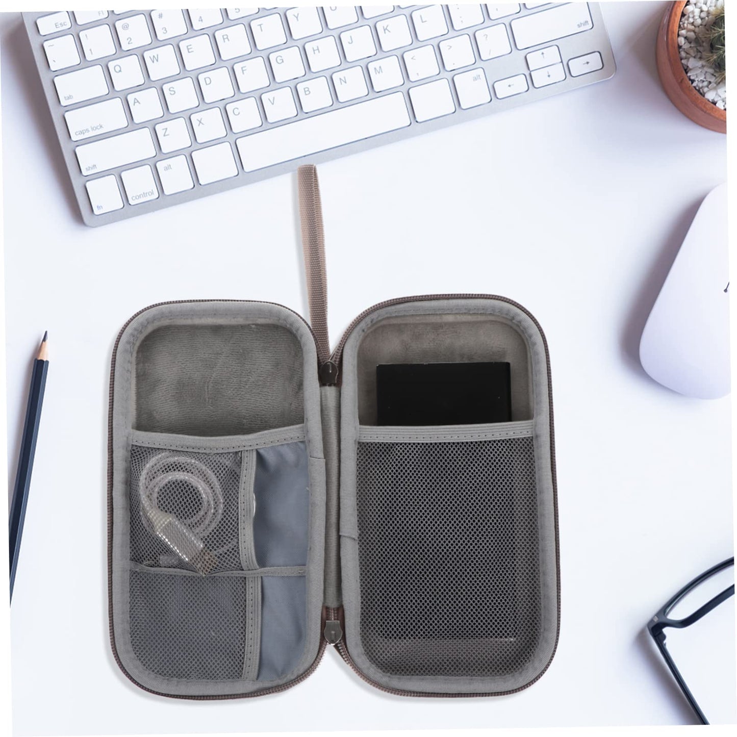 Yardenfun Power Bank Storage Bag Eva Shockproof Travel Electronic Organizer for Digital Products Pouch Convenient for Phone Container and Usb Cables Grey