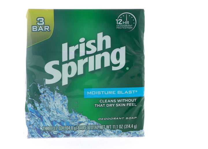 Irish Spring Deodorant Soap Moisture Blast 3.75 oz 3 bar (2 pack)