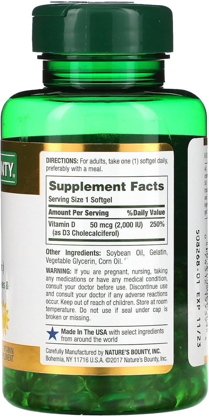 Nature's Bounty D3-2000 IU, 240 Softgels (Pack of 2)
