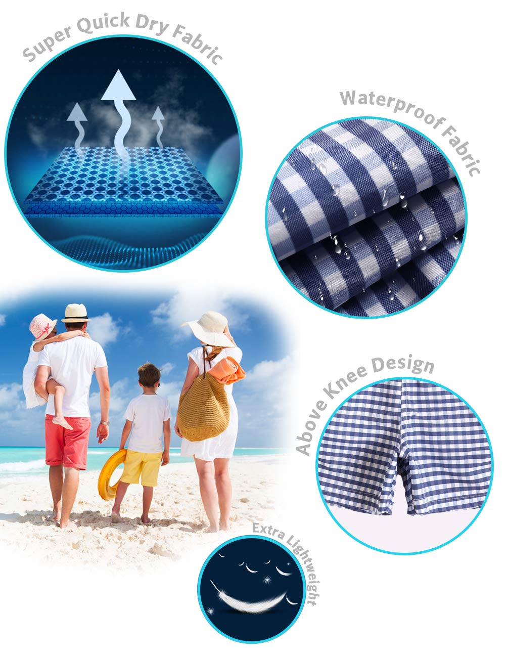 maamgic Boys Swim Trunks Toddler Swim Shorts Little Boys Bathing Suit Swimsuit Toddler Boy Swimwear,Check Bluepurple,2 T