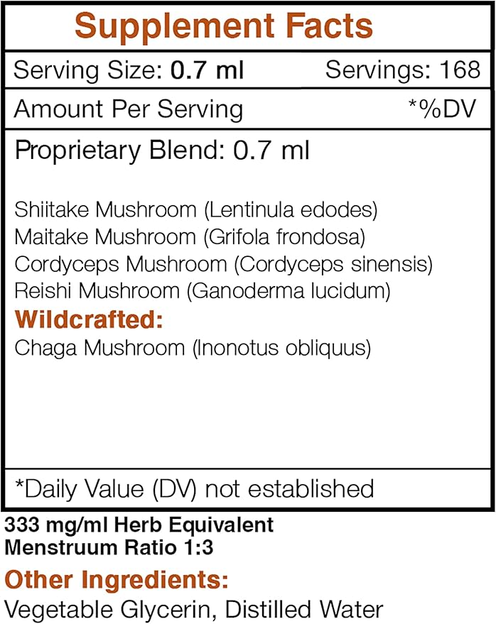 Secrets of the Tribe - Mushrooms Blend, Immune Support Formula, Herbal Supplement Blend Drops Alcohol-Free Liquid Extract (4 fl oz)