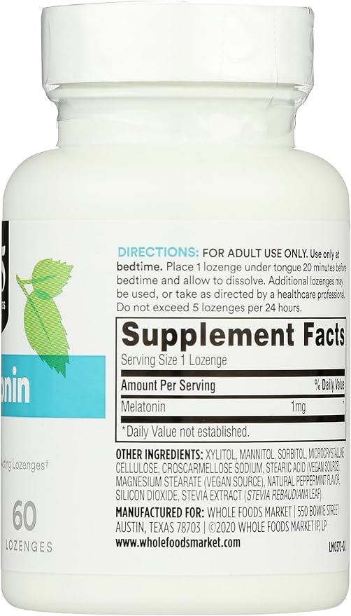 365 Everyday Value, Melatonin Lozenges 1mg, Peppermint Flavor, 60 Count