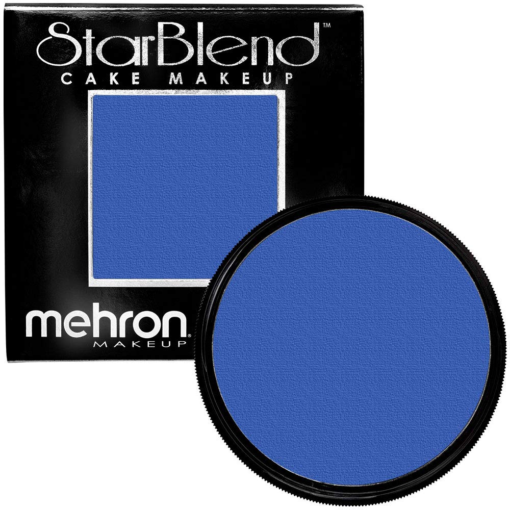 Mehron Makeup Starblend Cake Makeup | Wet/Dry Pressed Powder Face Makeup | Powder Foundation | Blue Face Paint & Body Paint 2 Oz