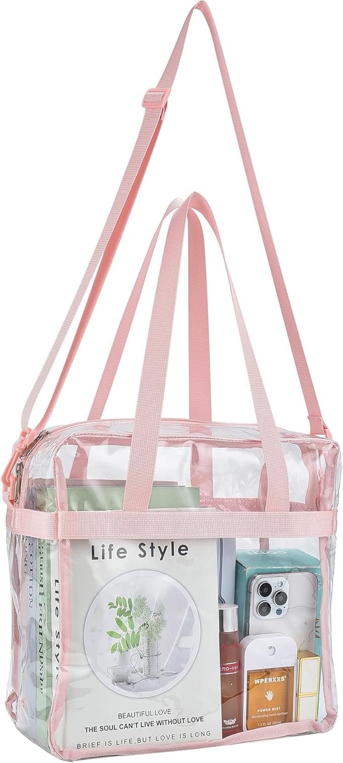 USPECLARE Clear Tote Stadium Approved, Security Travel & Gym Clear Bag for Work Sports Games Concerts
