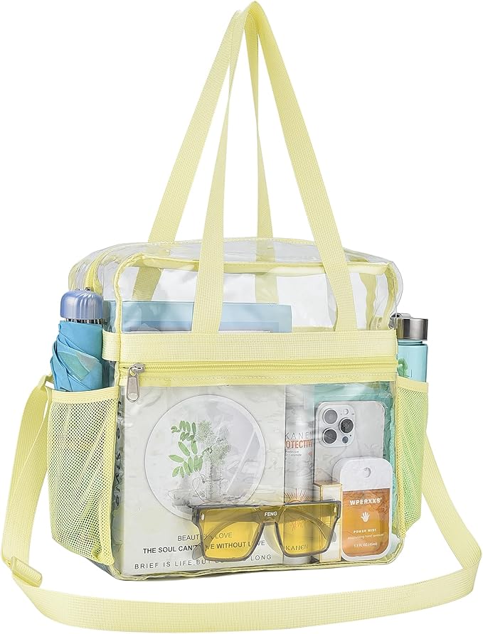 USPECLARE Clear Tote Stadium Approved, Security Travel & Gym Clear Bag for Work Sports Games Concerts