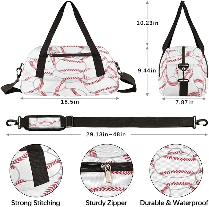 Sprot Baseball Kids Overnight Duffle Bags Boys Girls Teen Sports Gym Bag for Weekender Travel Gymnastics Dance Ballet