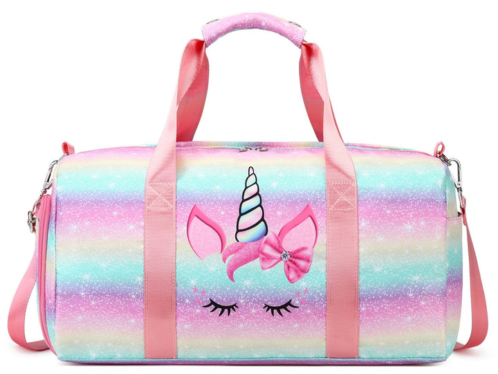 Dance Ballet Bag Girls Gymnastics Bag Overnight Duffle Bag Unicorn Sports Gym Bag with Shoe Compartments, Teens Sleepover Carry On Bag