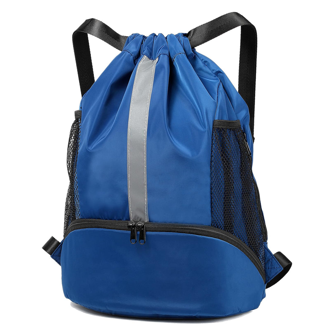 BeeGreen Navy-Draw-String-Bags-Pack With Wet Proof Pocket & Shoe Compartment For Traveling Yoga Beach Swim Outdoor Sports Gym Large Cinch Sack Drawstring Backpack For Women&Men