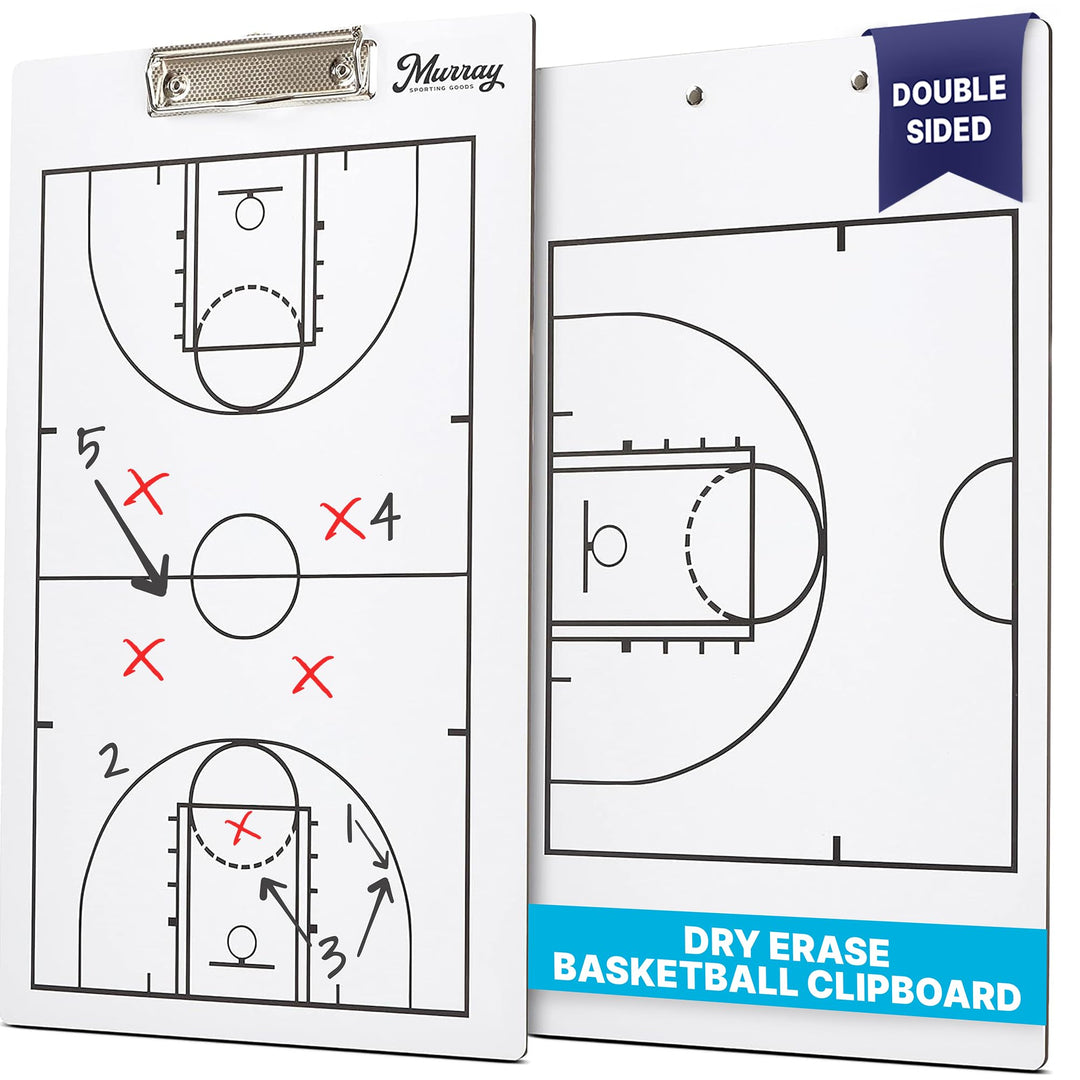 Murray Sporting Goods Dry Erase Coaches Clipboard | Double-Sided Dry Erase White Board (Basketball)