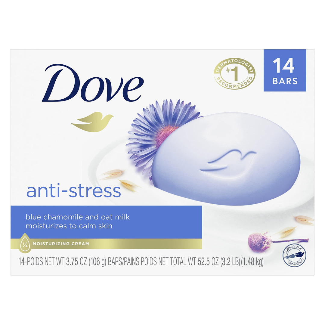 Dove Beauty Bar Gentle Cleanser Moisturizes To Calm Skin Anti-Stress Cream Bar Gentle Bar Soap Cleanser Made With 1/4 Moisturizi