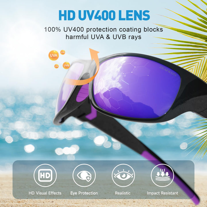 DEAFRAIN Polarized Sports Sunglasses for Men Women Driving Fishing Cycling Running UV Protection