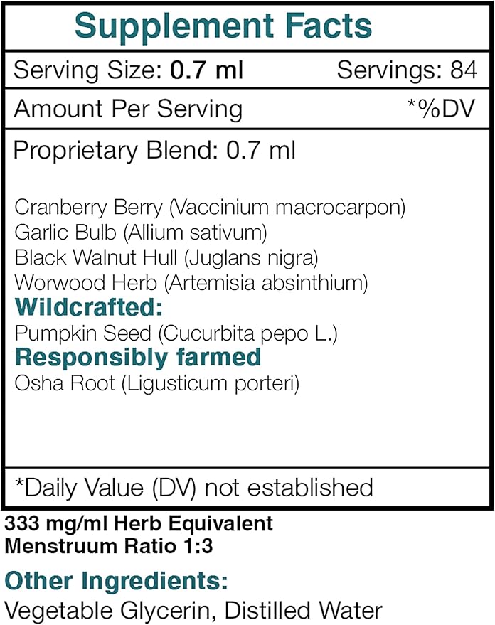 Secrets of the Tribe Tribal Parasite Alcohol-Free Extract, High-Potency Herbal Drops, Tincture Made from Cranberry, Garlic, Black Walnut, OSHA, Wormwood, Pumpkin. Intestinal Purge Formula 2 oz