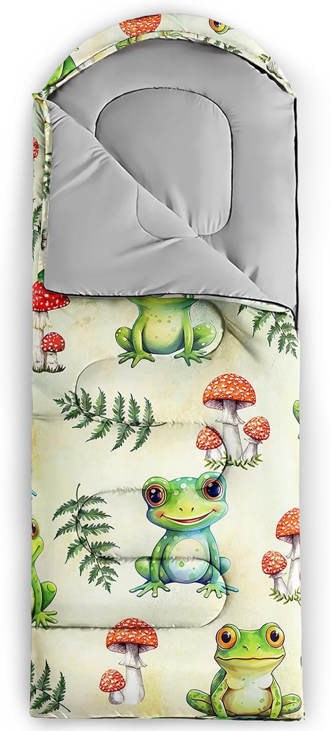 AILONEN Kids Floral Cat Camping Sleeping Bags,Lightweight & Waterproof,3 Season Warm & Cool Weather,Kawaii Kitten Sleeping Bags for Girls Adults,Travelling,Outdoors