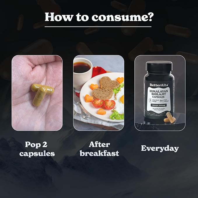 Shilajit Capsules | Himalayan Superfood | Lab-Tested for Purity | Helps Improve Energy & Stamina | 1-Month Dietary Supplement