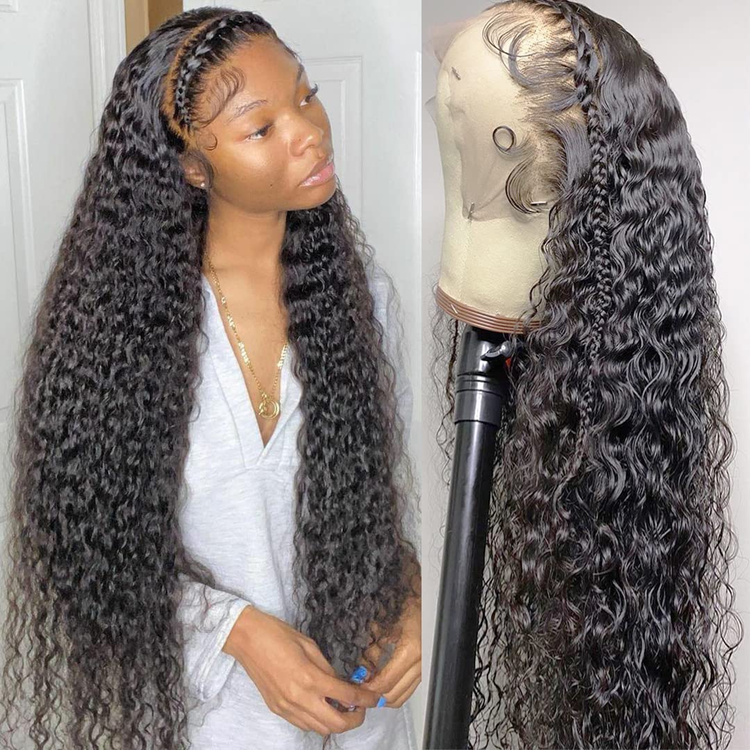 28 Inch Lace Front Wig Human Hair 13X4 Curly Wigs For Women Pre Plucked With Natural Baby Hair 180 Density Brazilian Virgin Deep