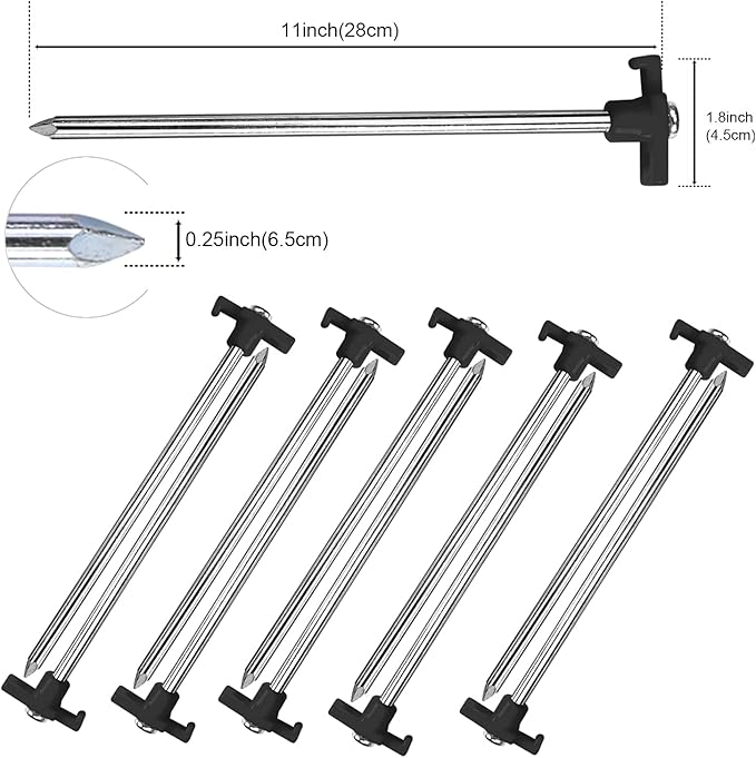 ABCCANOPY Tent Stakes 11" Camping Tent Stakes, 10pc-Pack (Black)