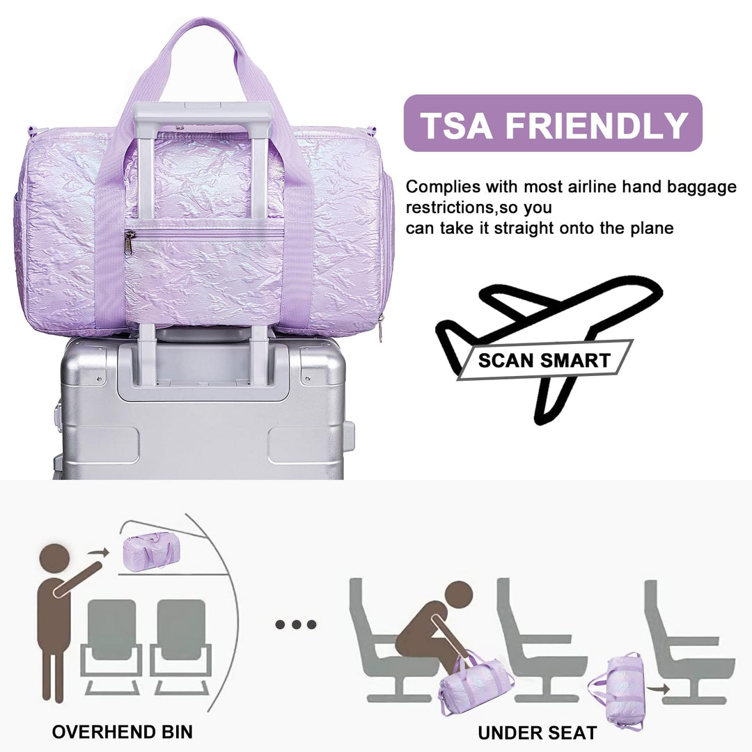 BLUBOON Duffle Bag Girls Kids Cute Gym Bag with Shoes Compartment & Wet Separation Waterproof Sports Overnight Travel Bag