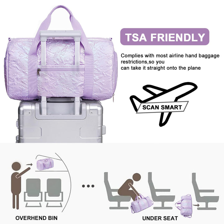 BLUBOON Duffle Bag Girls Kids Cute Gym Bag with Shoes Compartment & Wet Separation Waterproof Sports Overnight Travel Bag