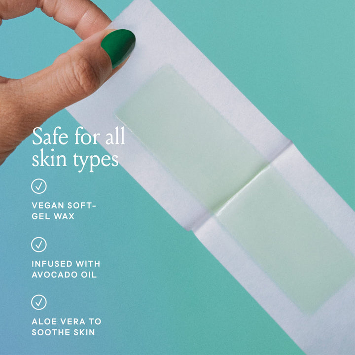 Billie Wax Kit - Face & Bikini - 32 wax strips - 6 post-wax serum wipes