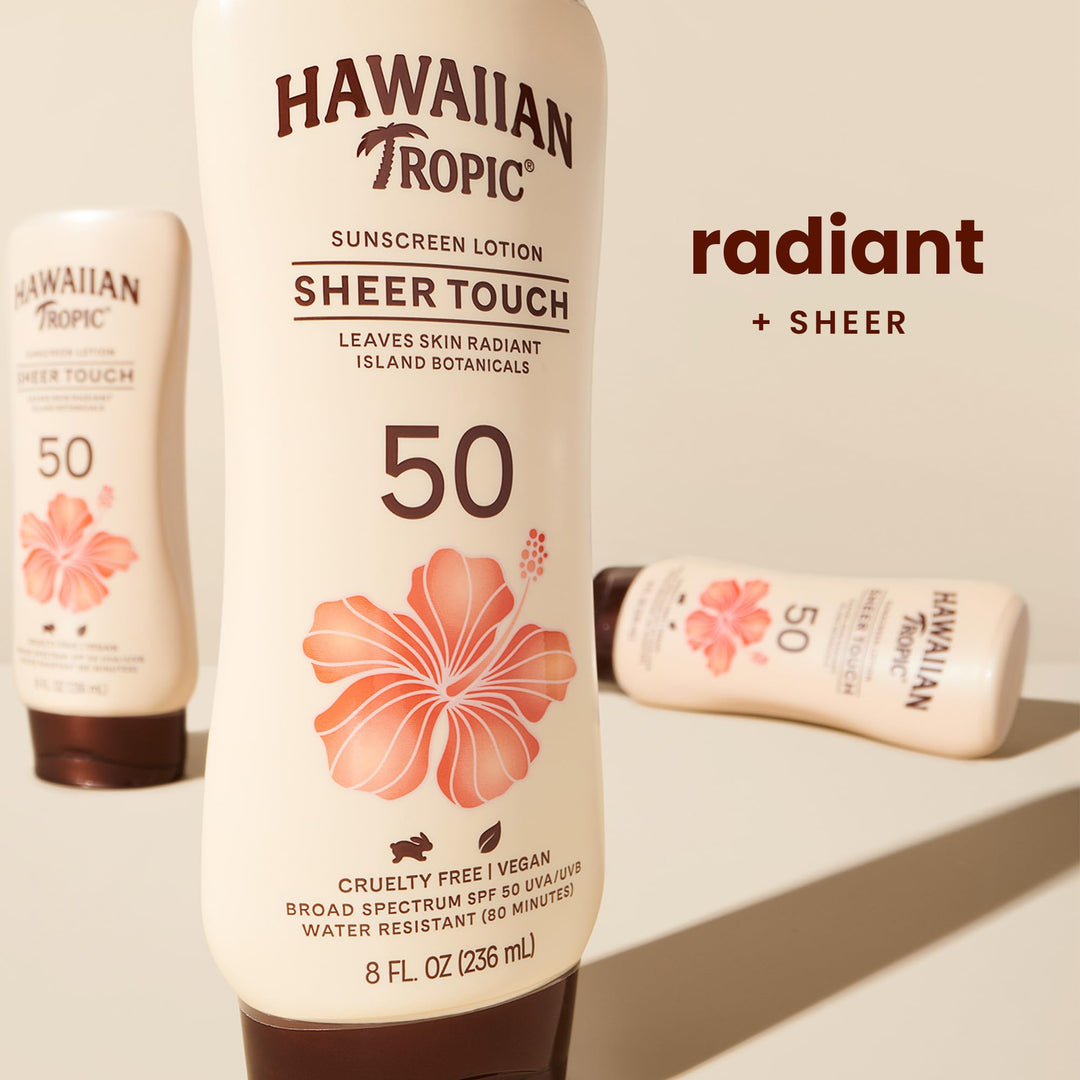 Hawaiian Tropic Sheer Touch Ultra Radiance Lotion Sunscreen SPF 50, 8oz | Hawaiian Tropic Sunscreen SPF 50, Sunblock, Broad Spectrum, Oxybenzone-Free, 8oz