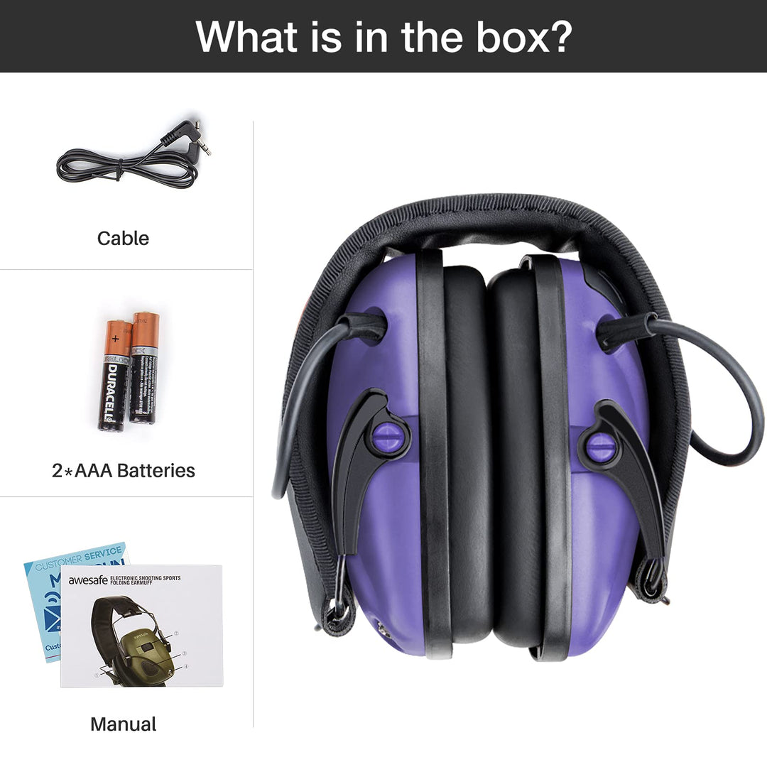 awesafe Electronic Shooting Earmuffs Ear Hearing Protection Headphones for Shooter Gun Range Noise Reduction Sound Amplification