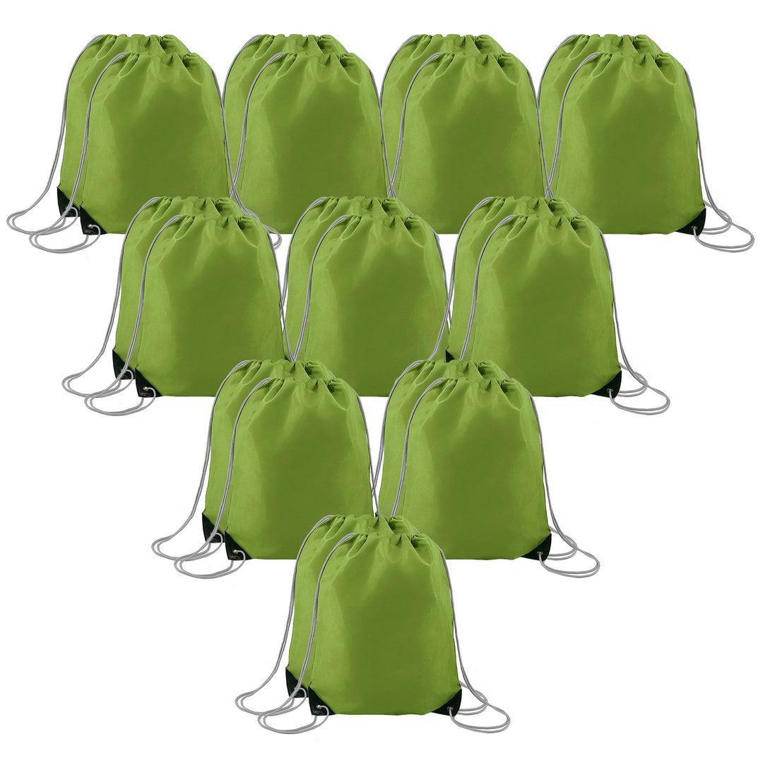 BeeGreen Grass Drawstring Backpack Bags Bulk 20 Pack X-Large 16.5" L x 13.4" W Sports Cinch Sack Gym String Bags Machine Washable Heavy Duty String Backpack for Men Women