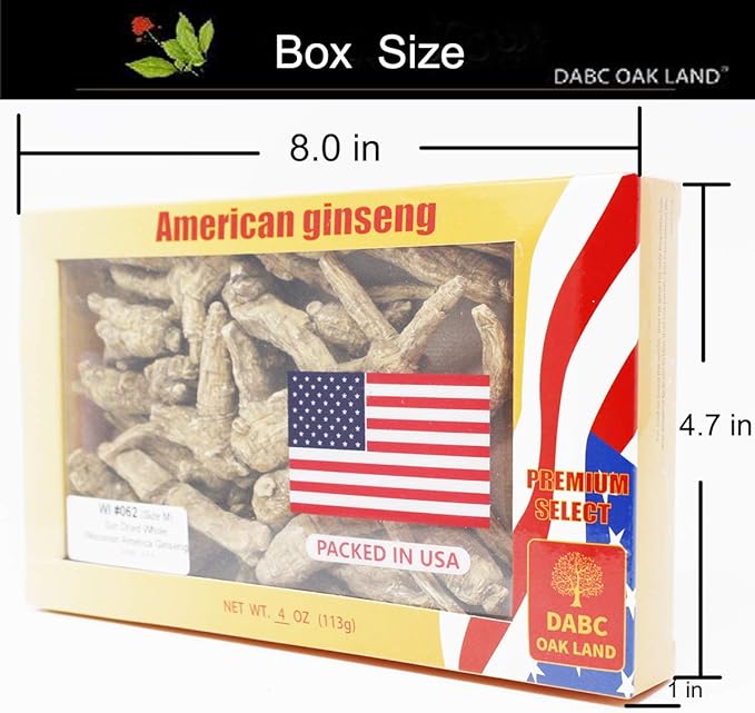 DOL Hand-Selected American Wisconsin Farmed Ginseng Root 美国威斯康辛州 长枝西洋参 花旗参 | Cultivated Wisconsin American Ginseng (Medium 4oz/Box)