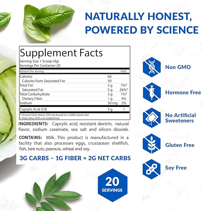 BioTrust Keto Elevate – C8 MCT Oil Powder – Ketogenic MCT Coffee Creamer, Keto Coffee Creamer – Clean Energy, Mental Focus & Clarity – 100% Caprylic Acid MCT Powder, Non-GMO (Unflavored, 20 Servings)