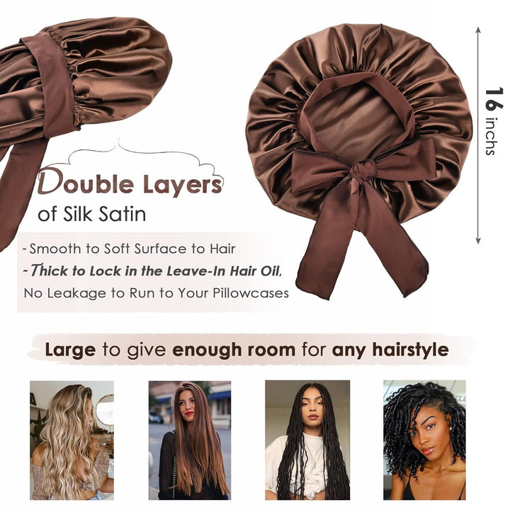Silk Bonnet for Sleeping | Double Layer Satin Lined | Purple Hair Protection