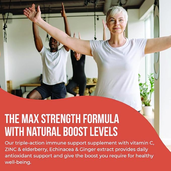 5 in 1 Elderberry Immune Support Supplement, Daily Immune Boosters for Adults Antioxidants Supplement, Elderberry 1000 mg, Vitamin C, Zinc, Echinacea, Ginger, 300 Vegan Capsules - 5 Month