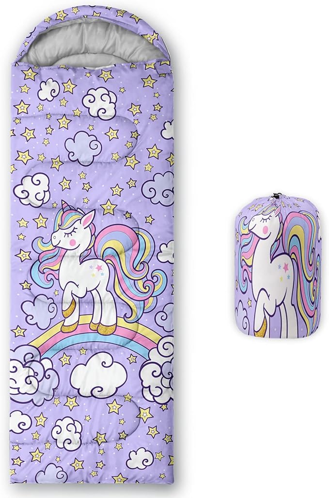 Axolotl Unicorn Sleeping Bag for Kids Boys Girls–Lightweight Warm Cold Weather Sleeping Bags,Waterproof Portable Sleeping Bag with Compression Sack for Camping Backpacking Outdoor Indoor