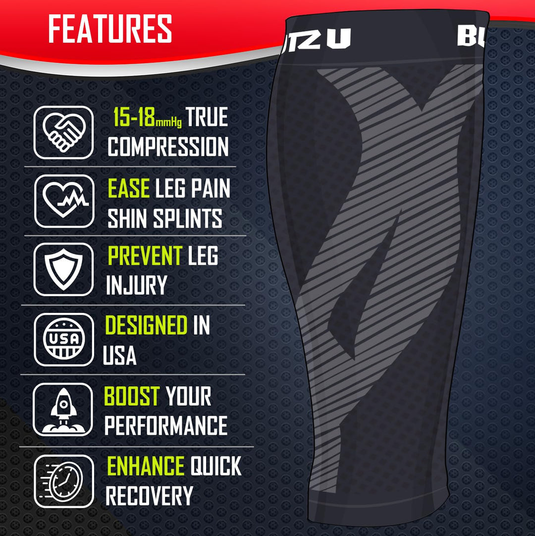 BLITZU Calf Compression Sleeves for Men and Women. Footless Compression Socks Support for Varicose Vein, Nursing, Running. Leg Sleeve Brace for Shin Splints, Pain Relief & Reduces Swelling Purple S-M