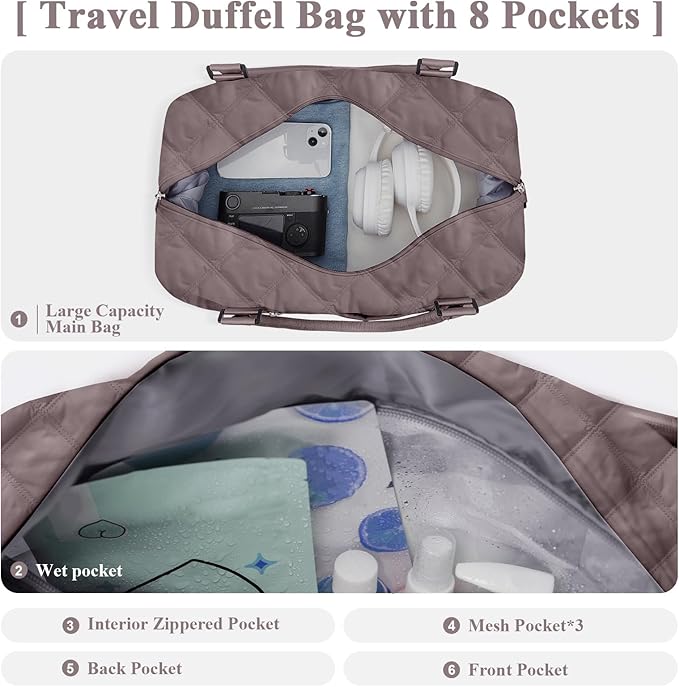 Travel Duffel Bag,Sports Tote Gym Bag,Shoulder Weekender Overnight Bag for Women