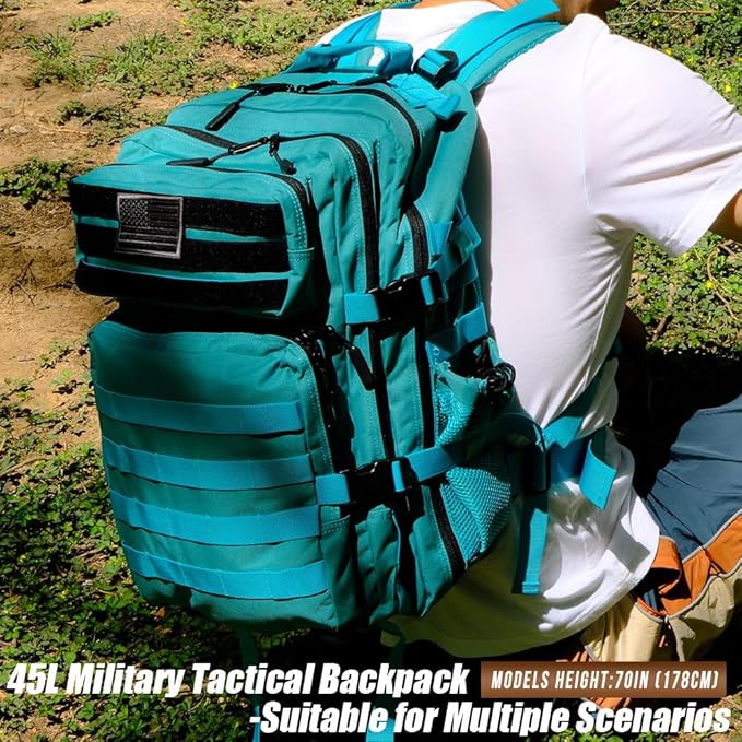 Military Tactical Backpack 45L Large Tactical Backpack for Men, Hiking Rucksack With Bottle Holder