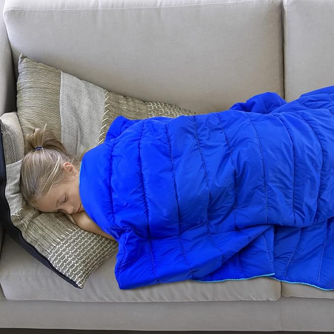 Gold Armour Camping Blanket - Puffy, Packable, Lightweight & Compact Insulated Camping Quilt for Outdoor - Backpacking, Beach, Stadium, Camp, Travel and Hiking Gear Essentials (Blue)