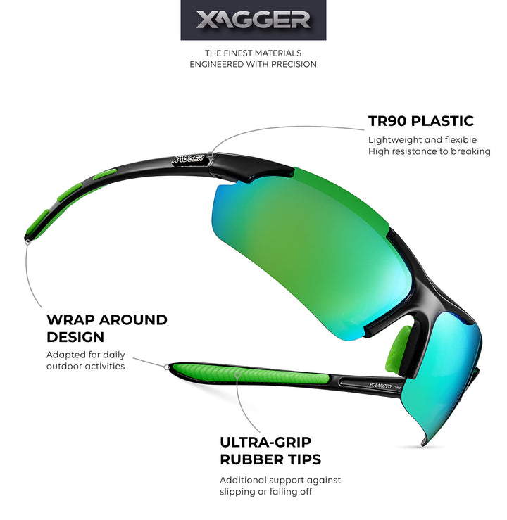 Xagger Polarized Wrap Around Sport Sunglasses for Men Women UV400 Baseball Softball Running Cycling Glasses