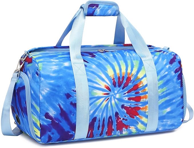 Dance Bag for Girls Travel Duffel Bags Waterproof Sports Gym Overnight for Girls Women,Tie-dye Ballet with Shoe Compartment (Tie-dye Blue)