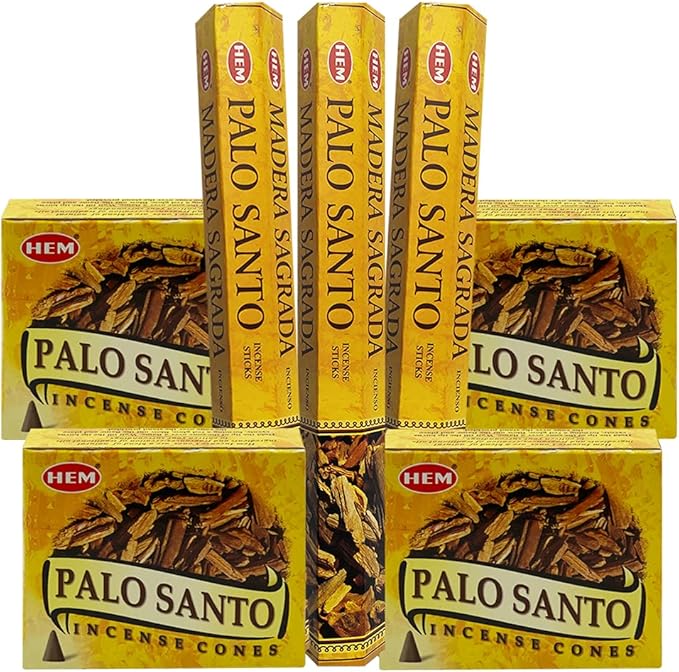 Palo Santo Incense Sticks and Cones Variety Pack with Burner Holder Bundle from Hem Incense Trumiri for Smudging and Aroma