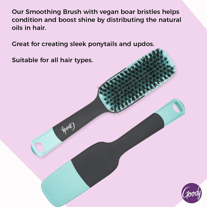 Goody x Total Texture Smoothing Brush - Vegan Boar Bristles Help Condition and Smooths Hair Cuticles for Enhanced Shine Shine - For Natural and Textured Hair - Non-Slip Grip