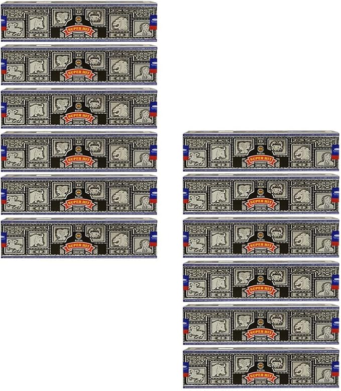 Super Hit Incense Sticks 40g and Holder Bundle - Pack of 12 (Approx 480 Sticks)