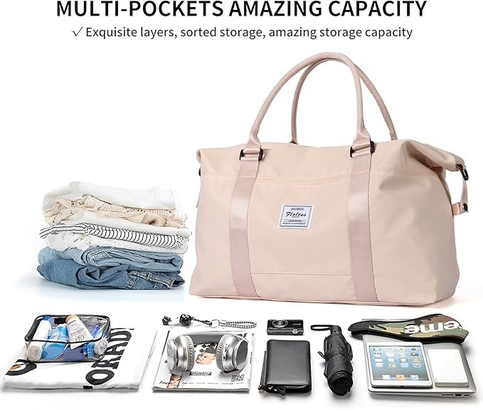 Travel Duffel Bag,Sports Tote Gym Bag,Shoulder Weekender Overnight Bag for Women