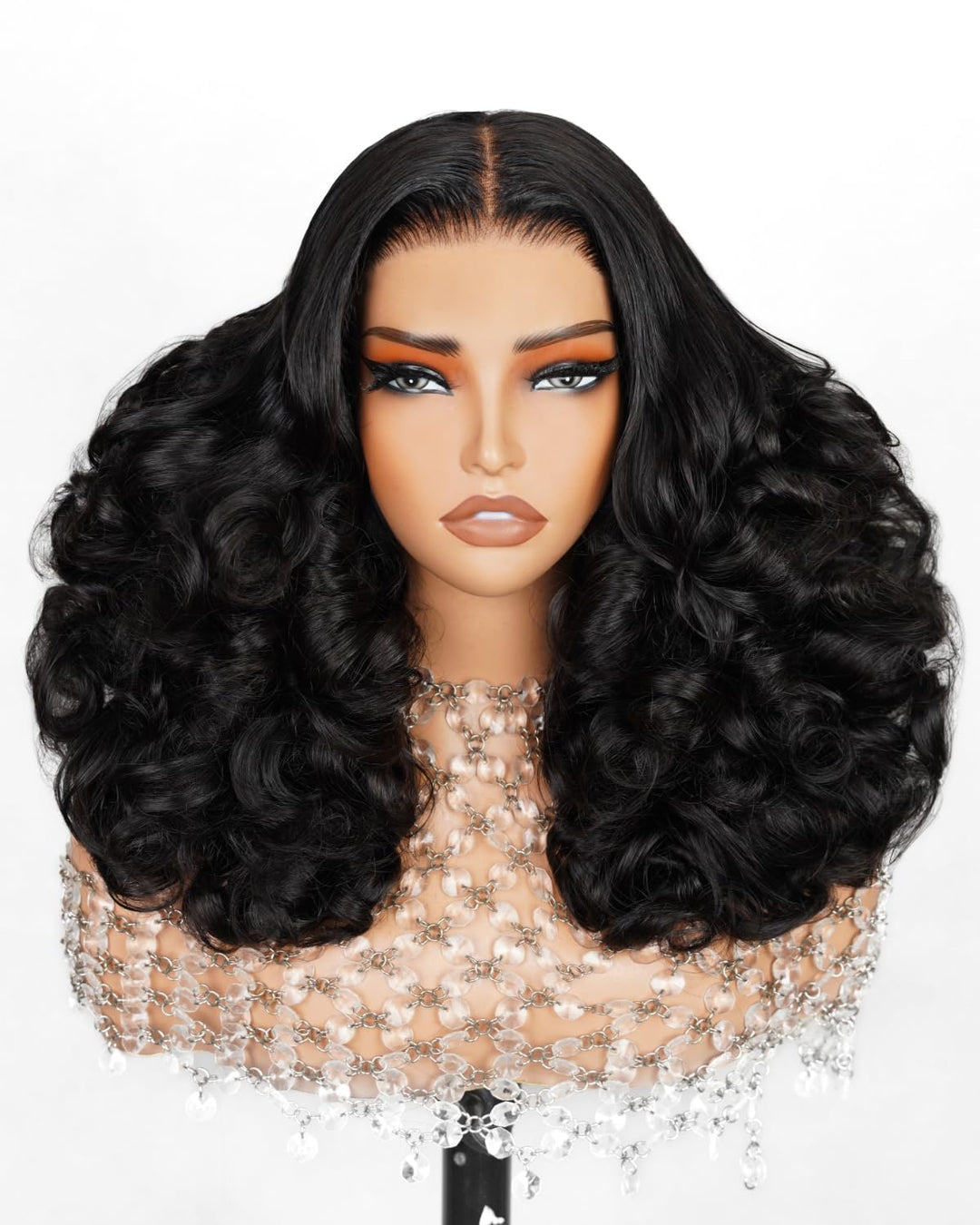 Arabella 6x6 Glueless Wigs Human Hair 230% Density Lace Front Wigs Bouncy Curl Wave Wig Pre Cut Lace Pre Bleached (18inch, 6x6 BNC Wig)