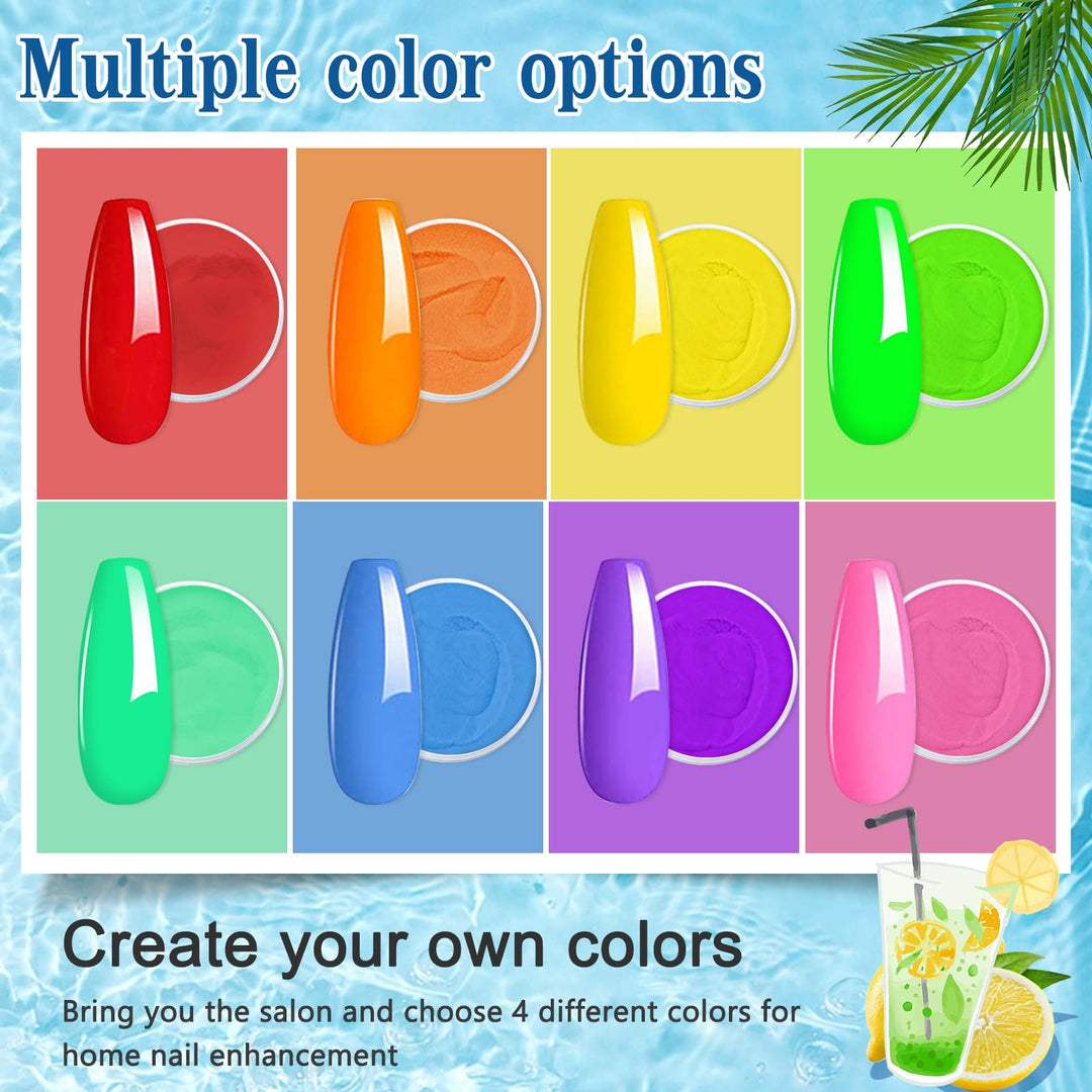 Honey Joy 8pcs/set Fine Dipping Powder Dip Kit Powder Nail Color System, Orange Green Yellow Red Purple Dark Blue, Like Gel Polish Effect, Even & Smooth Finishing (Dip-8pcs-02)