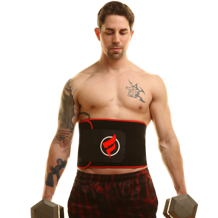 Fitru Waist Trimmer Sauna Ab Belt For Women & Men - Waist Trainer Stomach Wrap (red, XS: 8" X 34")